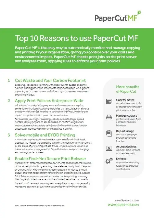 Top 10 Reasons, Papercut Mf, Loudy Office Machines