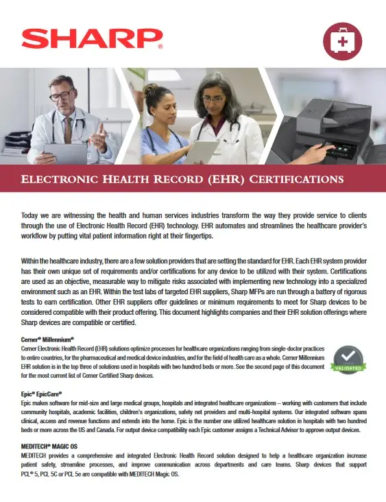 Sharp, Healthcare, Ehr, Emr, Application Compatibility, Loudy Office Machines