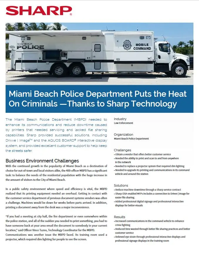 Sharp, Miami Police, Case Study, Loudy Office Machines