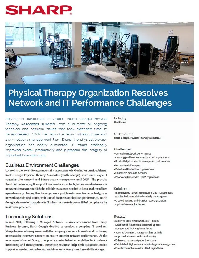 Sharp, Physical Therapy Organization, Case Study, Loudy Office Machines