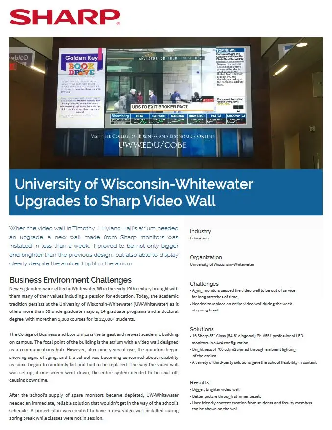University Wisconsin, Video Wall, Case Study, education, Loudy Office Machines